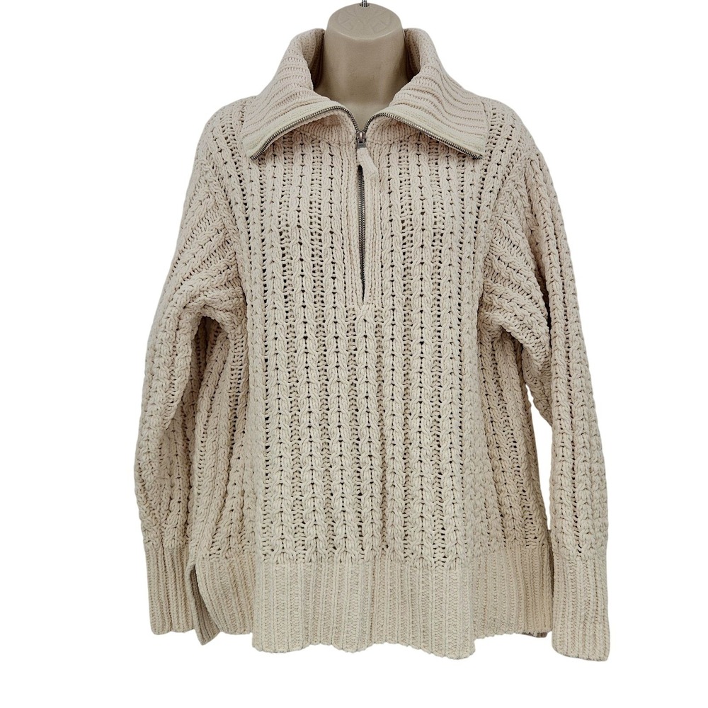 Aerie Sweater Women S Cream Chunky Knit Cabincore Cozycore‎ Fisherman Comfort